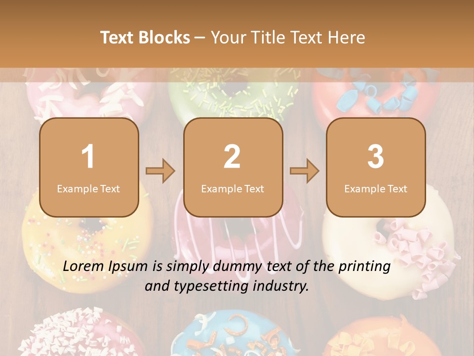 A Group Of Donuts Sitting On Top Of A Wooden Table PowerPoint Template