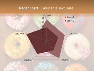 A Group Of Donuts Sitting On Top Of A Wooden Table PowerPoint Template