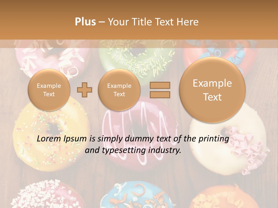 A Group Of Donuts Sitting On Top Of A Wooden Table PowerPoint Template