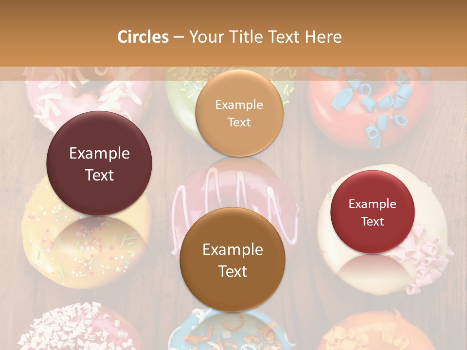 A Group Of Donuts Sitting On Top Of A Wooden Table PowerPoint Template