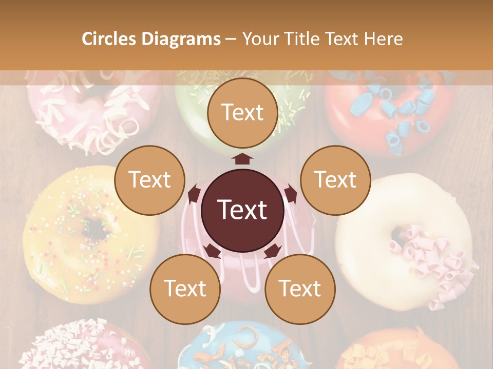 A Group Of Donuts Sitting On Top Of A Wooden Table PowerPoint Template