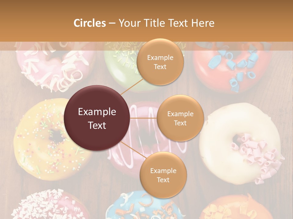 A Group Of Donuts Sitting On Top Of A Wooden Table PowerPoint Template