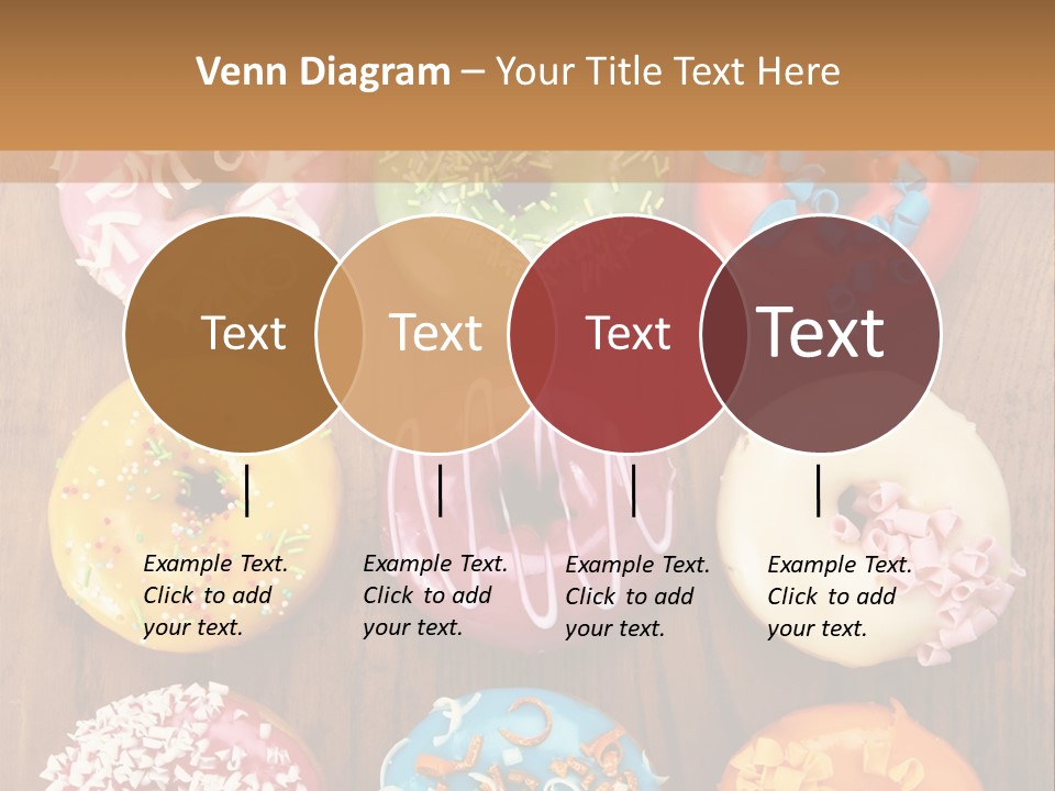 A Group Of Donuts Sitting On Top Of A Wooden Table PowerPoint Template