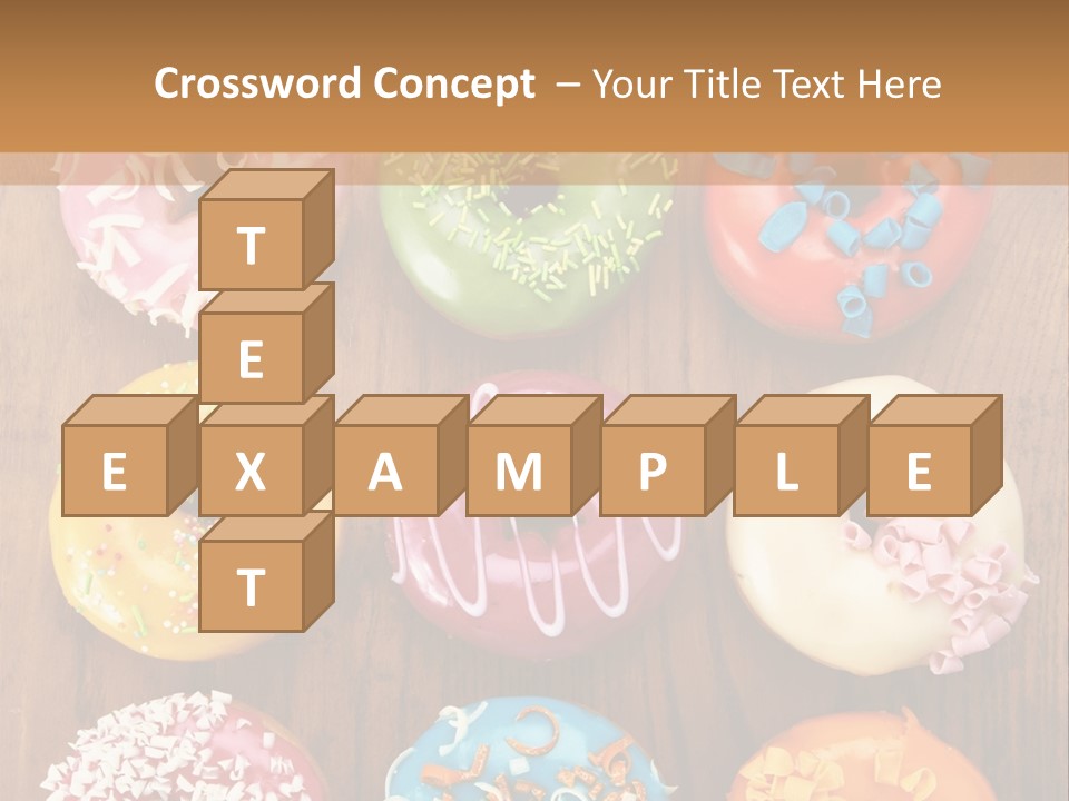 A Group Of Donuts Sitting On Top Of A Wooden Table PowerPoint Template