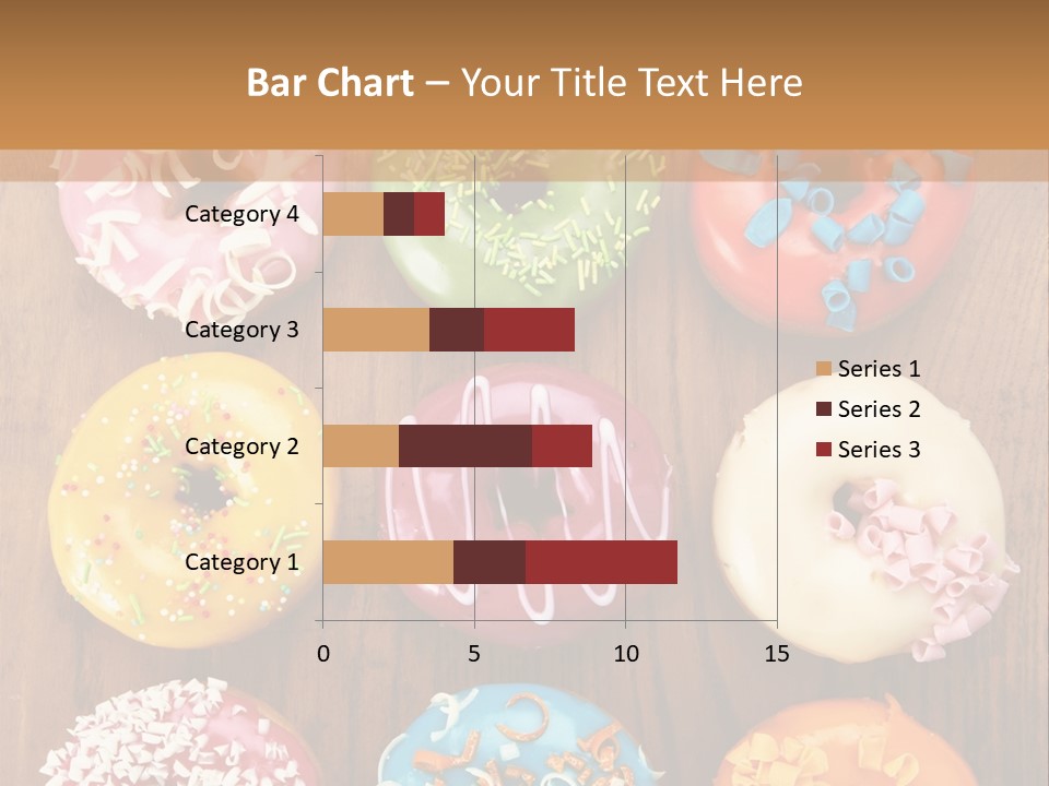 A Group Of Donuts Sitting On Top Of A Wooden Table PowerPoint Template