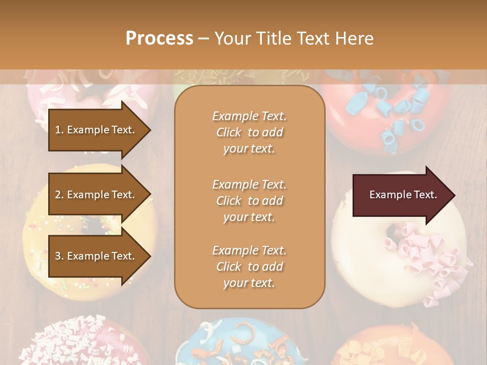 A Group Of Donuts Sitting On Top Of A Wooden Table PowerPoint Template