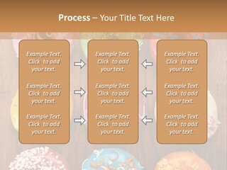 A Group Of Donuts Sitting On Top Of A Wooden Table PowerPoint Template