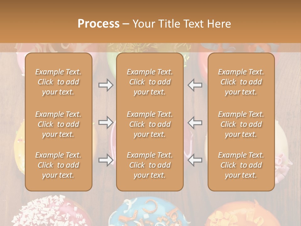 A Group Of Donuts Sitting On Top Of A Wooden Table PowerPoint Template