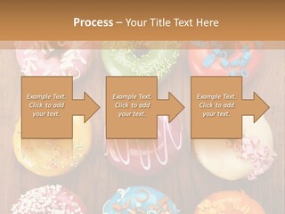 A Group Of Donuts Sitting On Top Of A Wooden Table PowerPoint Template