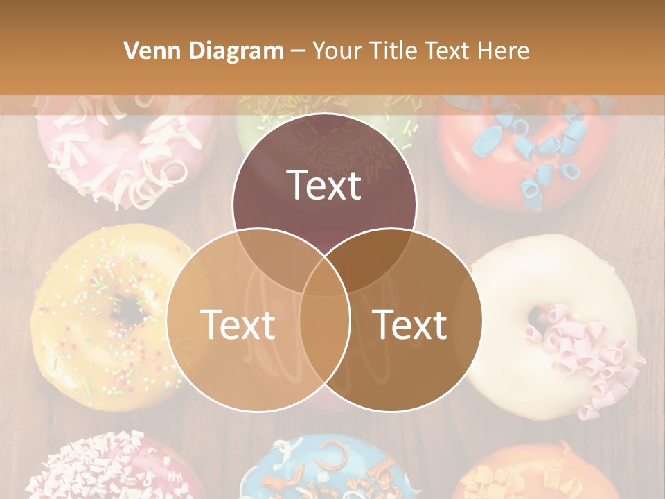 A Group Of Donuts Sitting On Top Of A Wooden Table PowerPoint Template