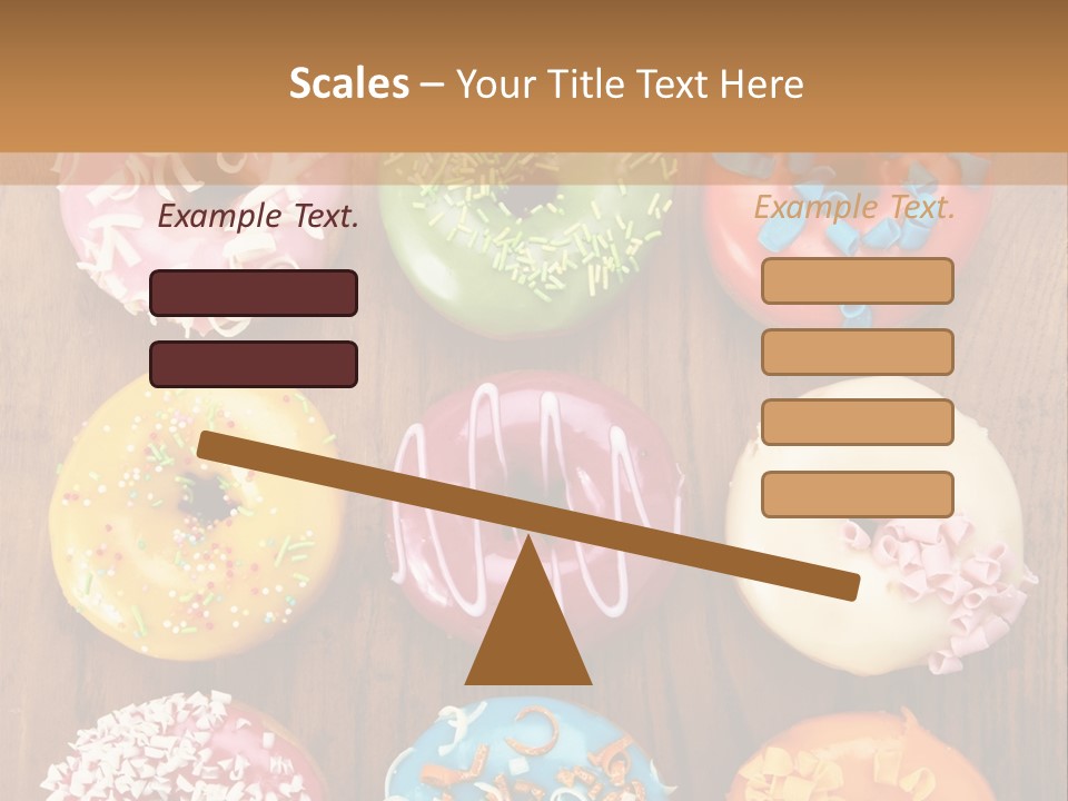 A Group Of Donuts Sitting On Top Of A Wooden Table PowerPoint Template
