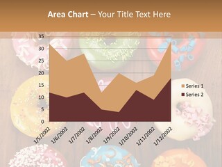 A Group Of Donuts Sitting On Top Of A Wooden Table PowerPoint Template
