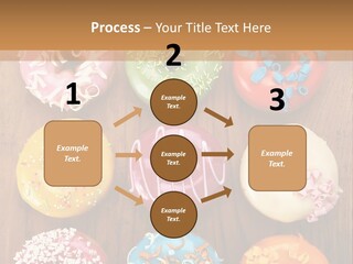 A Group Of Donuts Sitting On Top Of A Wooden Table PowerPoint Template