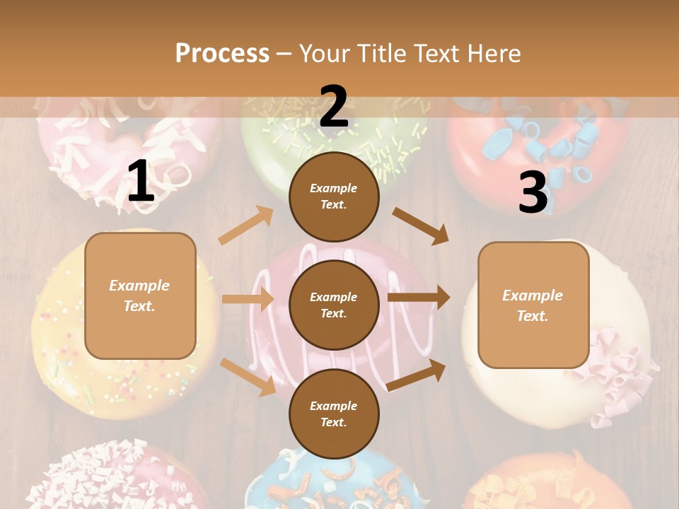 A Group Of Donuts Sitting On Top Of A Wooden Table PowerPoint Template