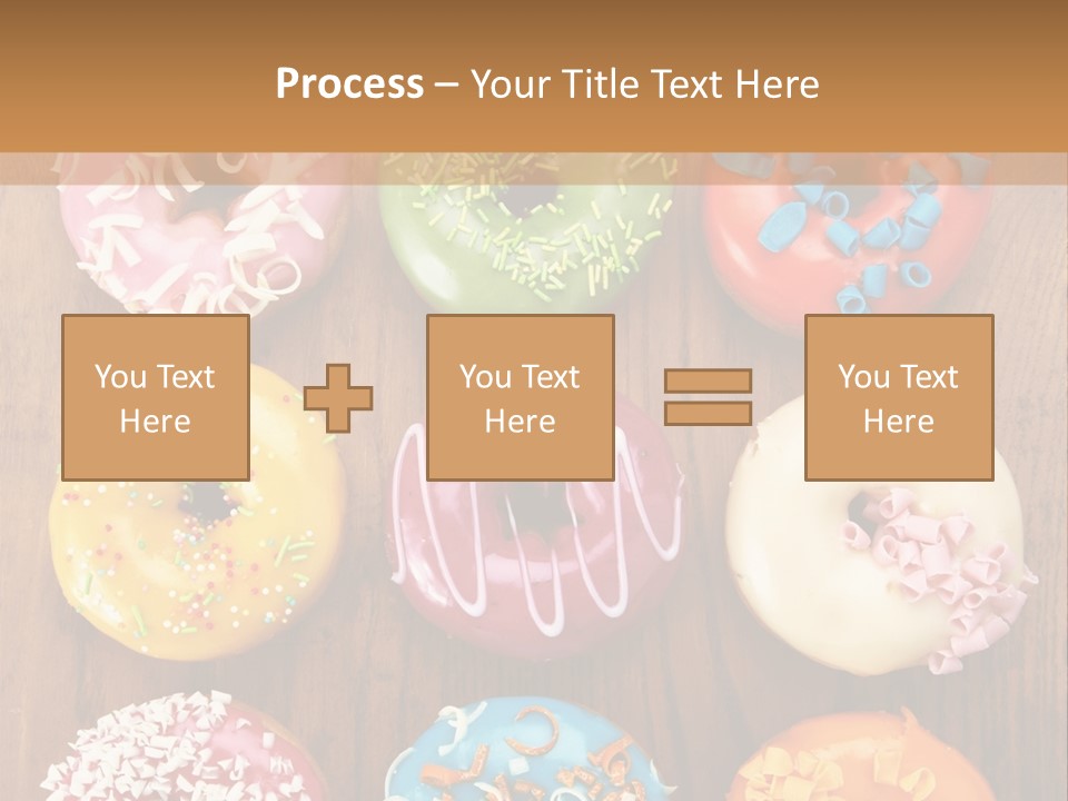 A Group Of Donuts Sitting On Top Of A Wooden Table PowerPoint Template