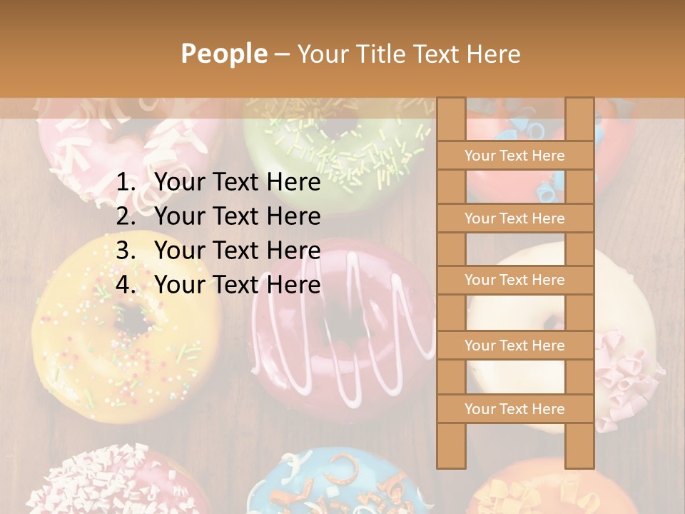 A Group Of Donuts Sitting On Top Of A Wooden Table PowerPoint Template