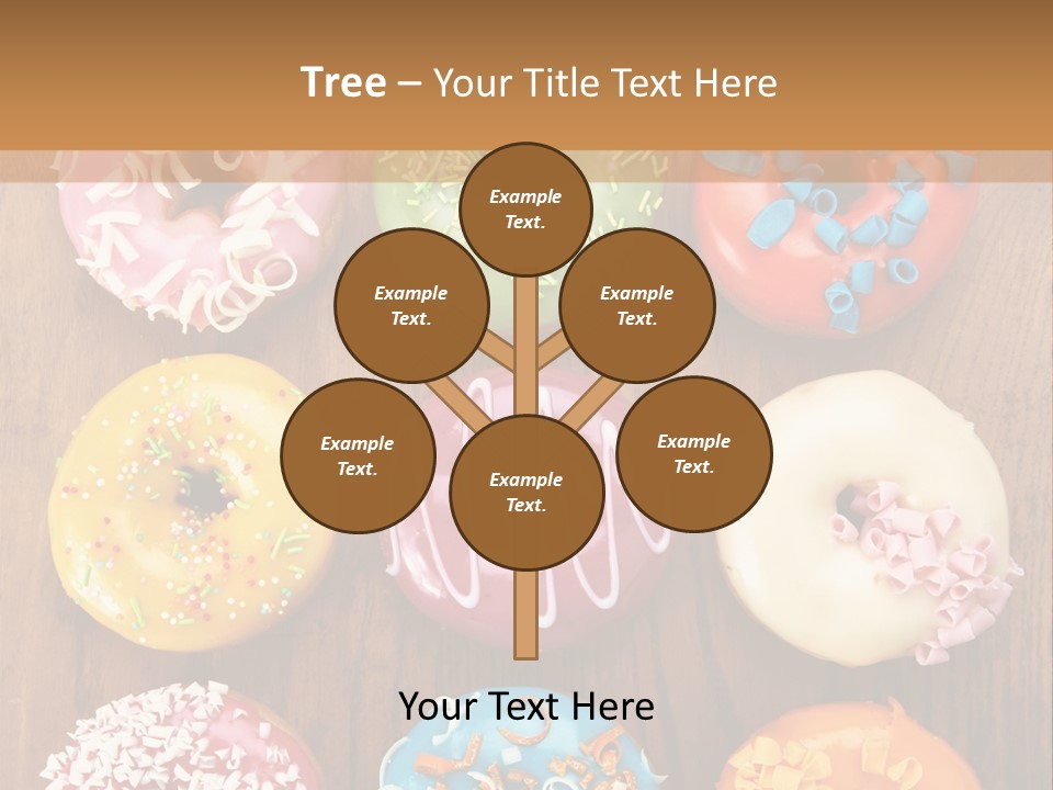 A Group Of Donuts Sitting On Top Of A Wooden Table PowerPoint Template