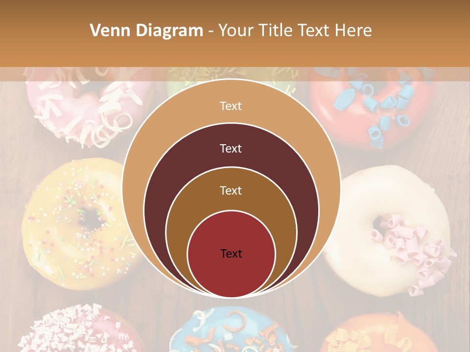 A Group Of Donuts Sitting On Top Of A Wooden Table PowerPoint Template