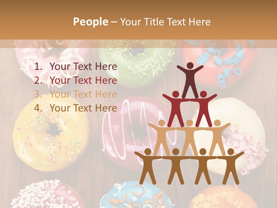 A Group Of Donuts Sitting On Top Of A Wooden Table PowerPoint Template