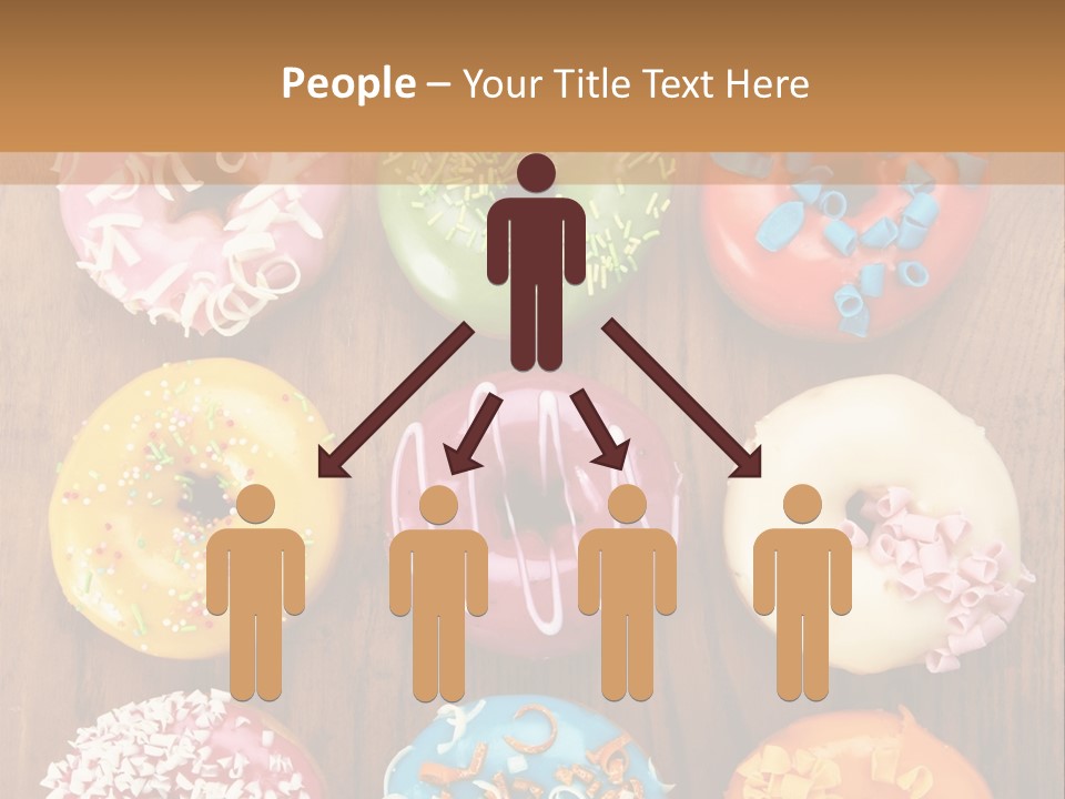 A Group Of Donuts Sitting On Top Of A Wooden Table PowerPoint Template