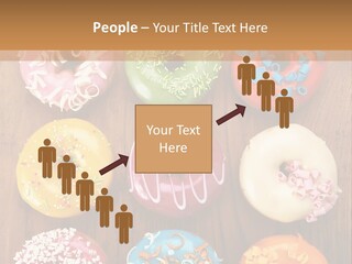 A Group Of Donuts Sitting On Top Of A Wooden Table PowerPoint Template