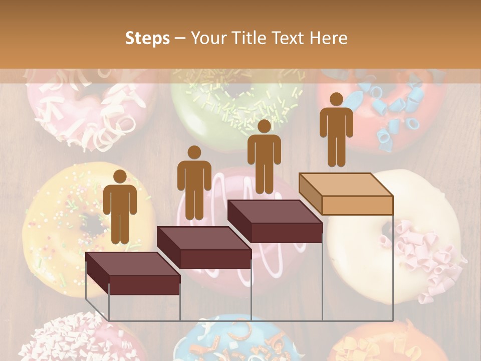 A Group Of Donuts Sitting On Top Of A Wooden Table PowerPoint Template