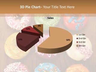 A Group Of Donuts Sitting On Top Of A Wooden Table PowerPoint Template
