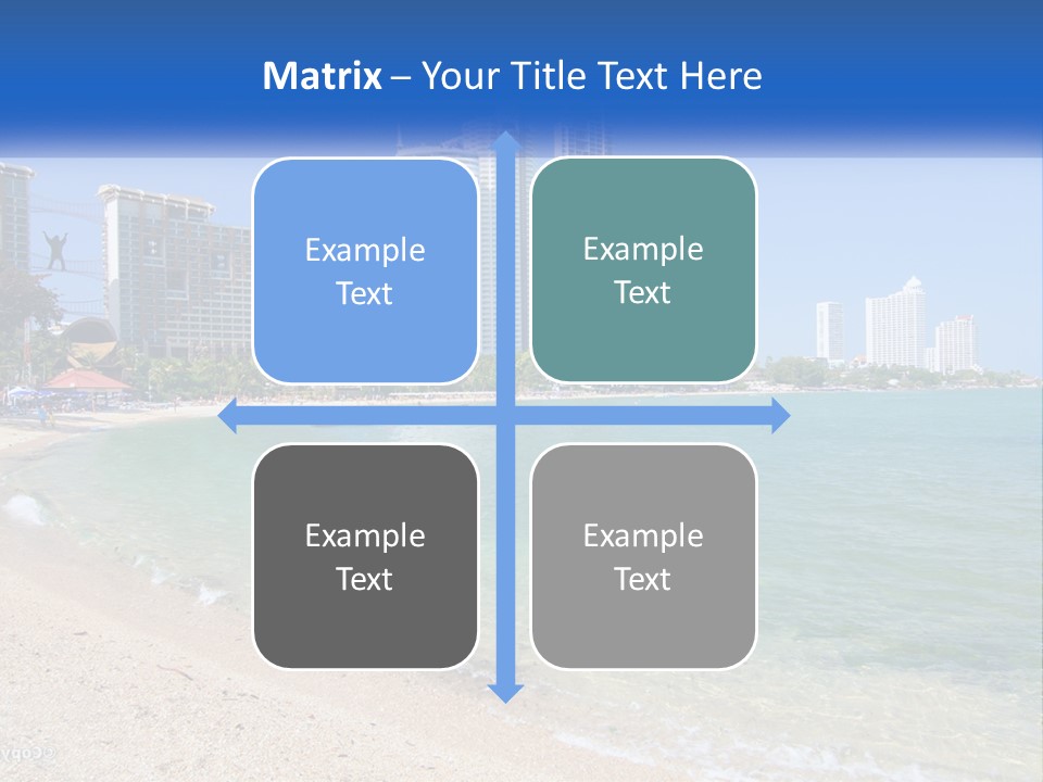 A Beach With A Boat In The Water And A City In The Background PowerPoint Template