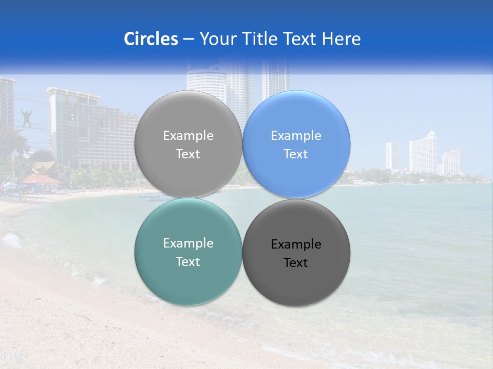 A Beach With A Boat In The Water And A City In The Background PowerPoint Template