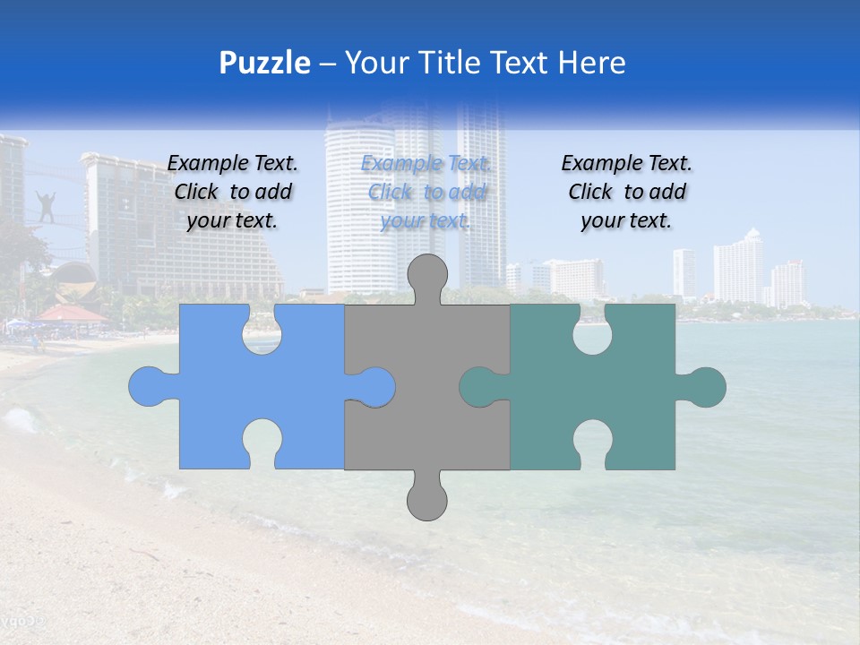 A Beach With A Boat In The Water And A City In The Background PowerPoint Template