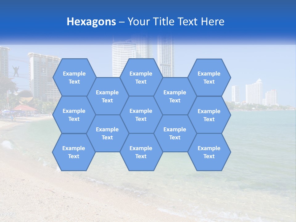 A Beach With A Boat In The Water And A City In The Background PowerPoint Template