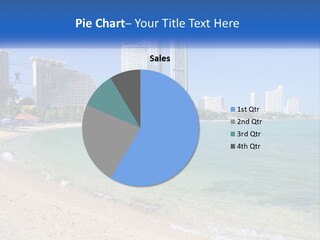 A Beach With A Boat In The Water And A City In The Background PowerPoint Template