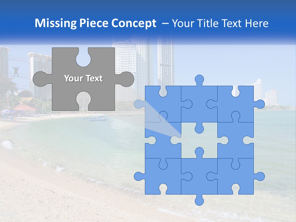 A Beach With A Boat In The Water And A City In The Background PowerPoint Template