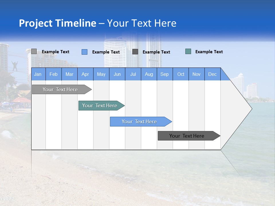 A Beach With A Boat In The Water And A City In The Background PowerPoint Template