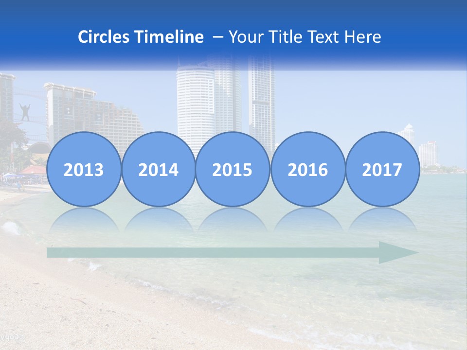 A Beach With A Boat In The Water And A City In The Background PowerPoint Template