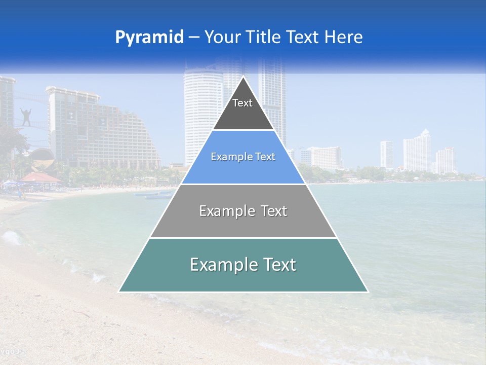 A Beach With A Boat In The Water And A City In The Background PowerPoint Template