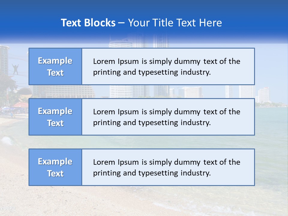 A Beach With A Boat In The Water And A City In The Background PowerPoint Template