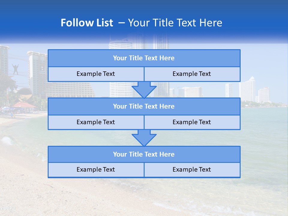 A Beach With A Boat In The Water And A City In The Background PowerPoint Template
