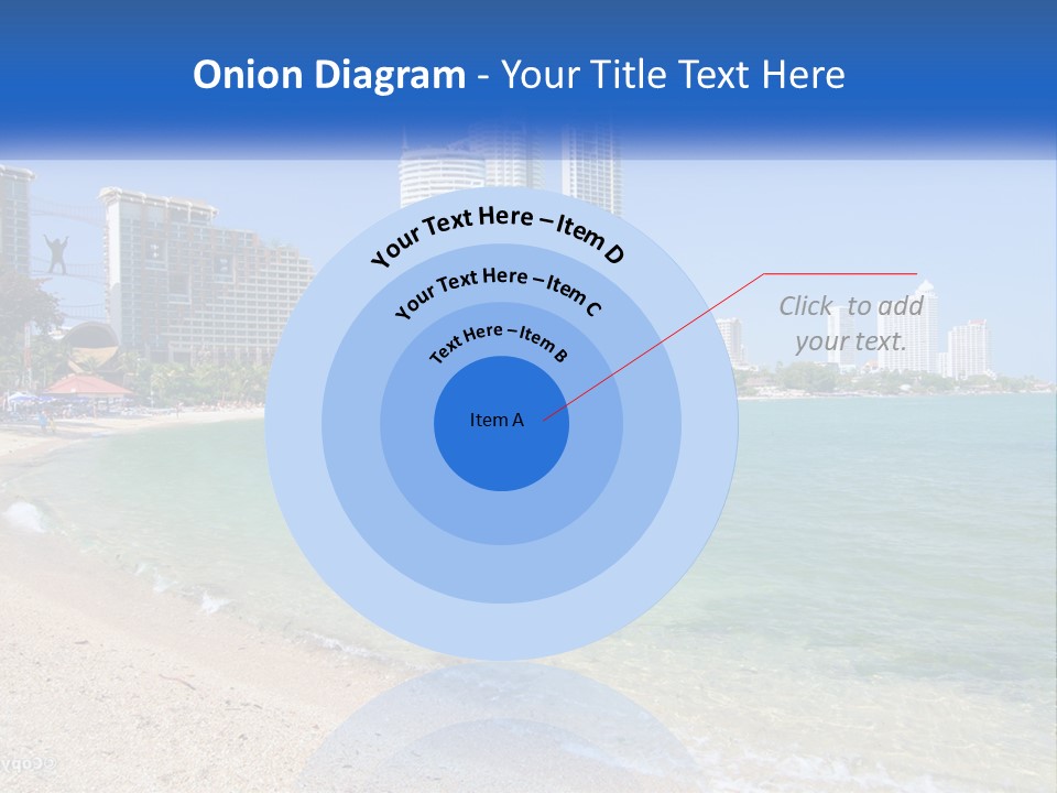 A Beach With A Boat In The Water And A City In The Background PowerPoint Template