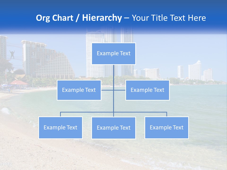 A Beach With A Boat In The Water And A City In The Background PowerPoint Template