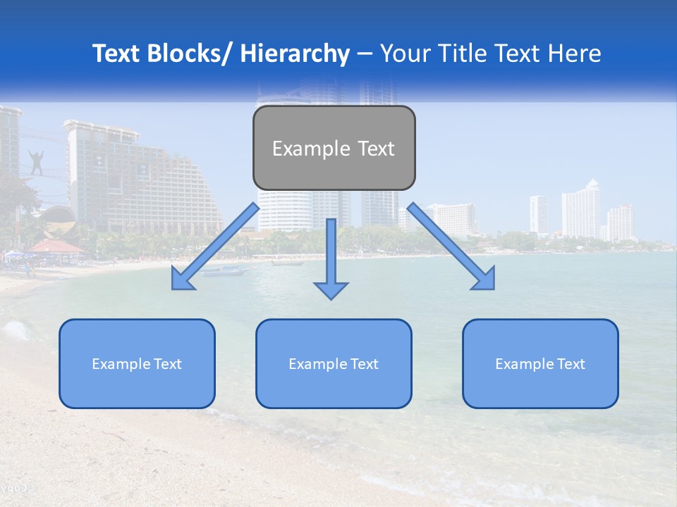 A Beach With A Boat In The Water And A City In The Background PowerPoint Template