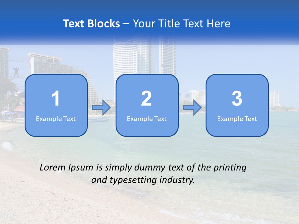 A Beach With A Boat In The Water And A City In The Background PowerPoint Template