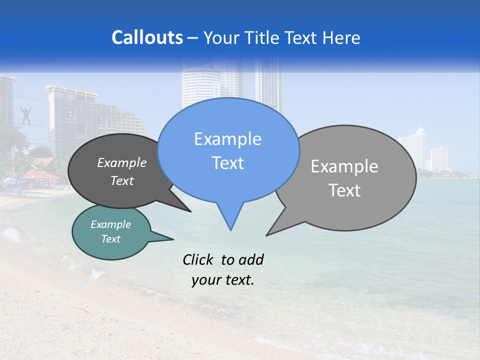 A Beach With A Boat In The Water And A City In The Background PowerPoint Template