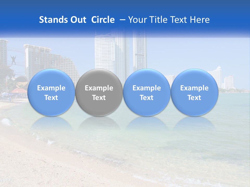 A Beach With A Boat In The Water And A City In The Background PowerPoint Template