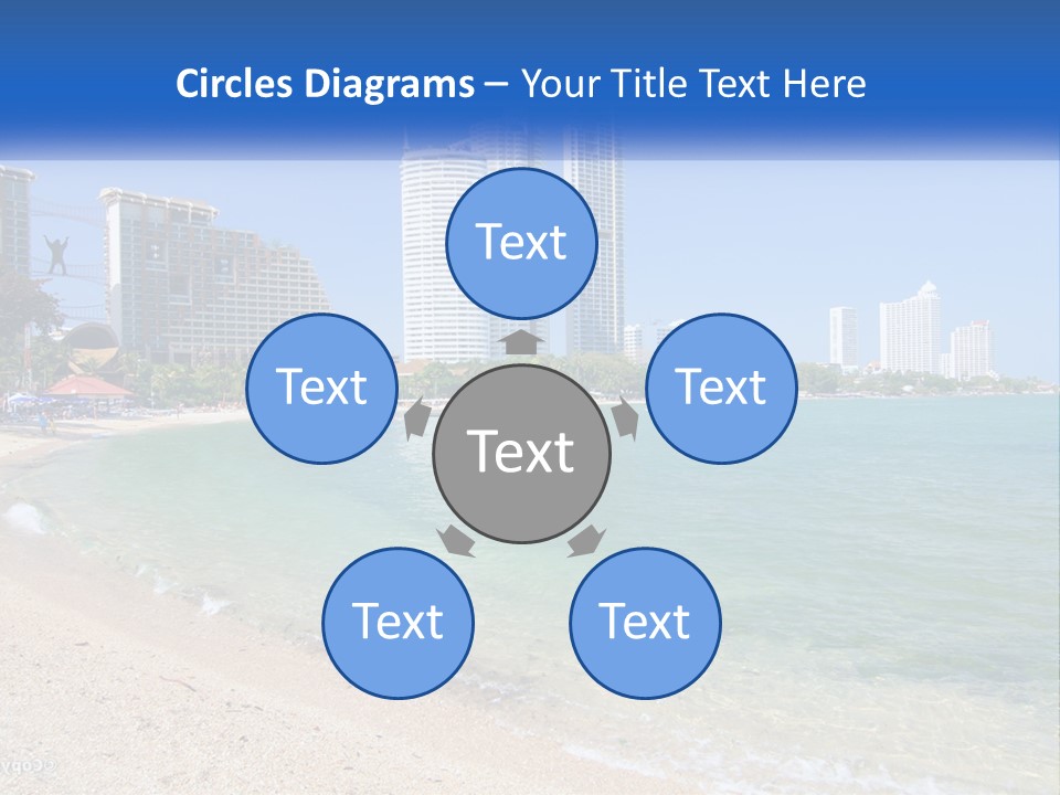 A Beach With A Boat In The Water And A City In The Background PowerPoint Template