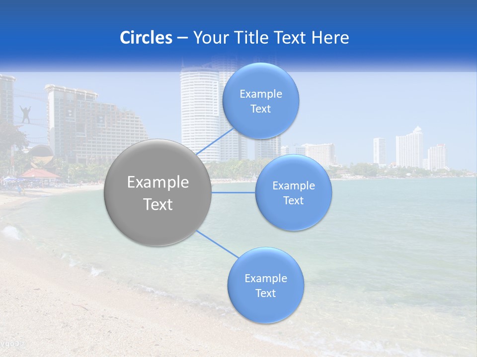 A Beach With A Boat In The Water And A City In The Background PowerPoint Template