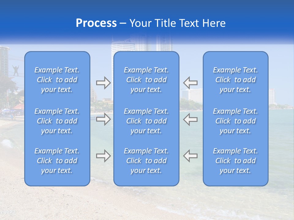 A Beach With A Boat In The Water And A City In The Background PowerPoint Template