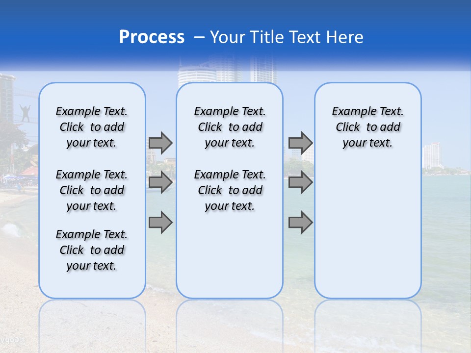A Beach With A Boat In The Water And A City In The Background PowerPoint Template