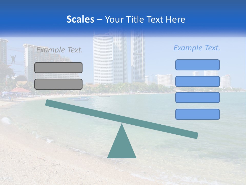 A Beach With A Boat In The Water And A City In The Background PowerPoint Template