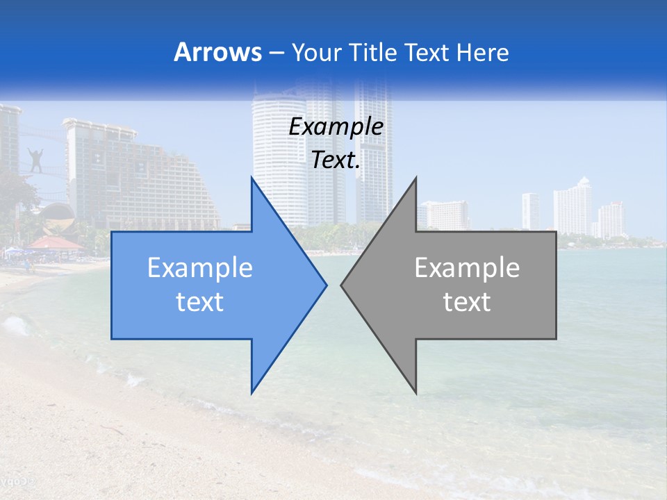 A Beach With A Boat In The Water And A City In The Background PowerPoint Template